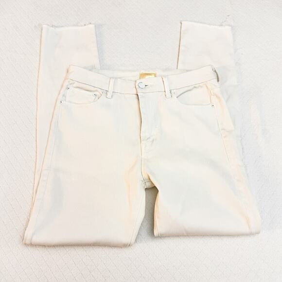 Mother High Waisted Looker Ankle Fray Glass Slipper White Denim Jeans Size 27 - Picture 4 of 11